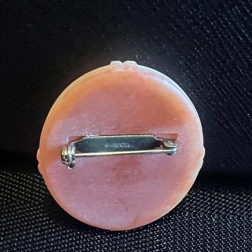 Avon Peach floral Avon Cameo Brooch